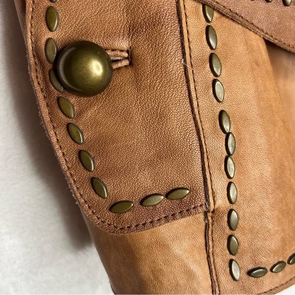 Michael Kors Size Large 100% LeatherTan Women’s Lined Studded Rate Jacket Belt - Picture 12 of 16